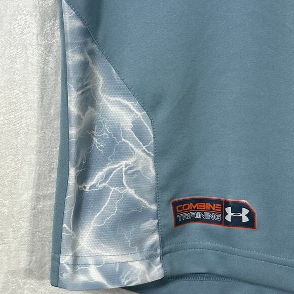 Under Armour T Shirt Large Blue Heat Gear Short Sleeve Raglan Combine Training - Picture 3 of 13